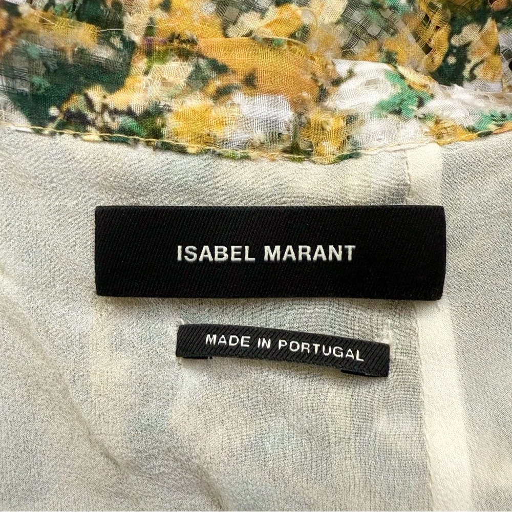 ISABEL MARANT GREEN YELLOW WHITE FLORAL PRINT RUFFLE SIDE TIE WRAP MINI SKIRT - Picture 13 of 15